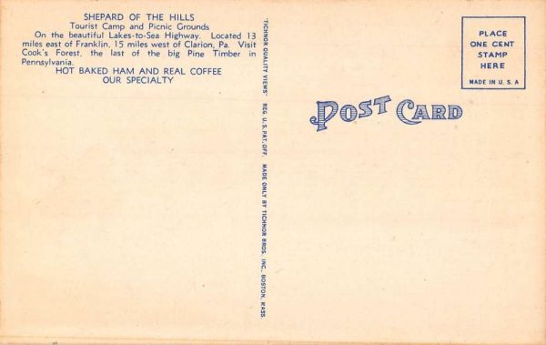 Van Pennsylvania birds-eye view Shepard of the Hills Tourist Camp vintage pc CC749 - Image 2