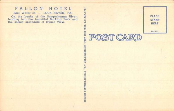 Lock Haven Pennsylvania view of front Fallon Hotel vintage pc CC752 - Image 2