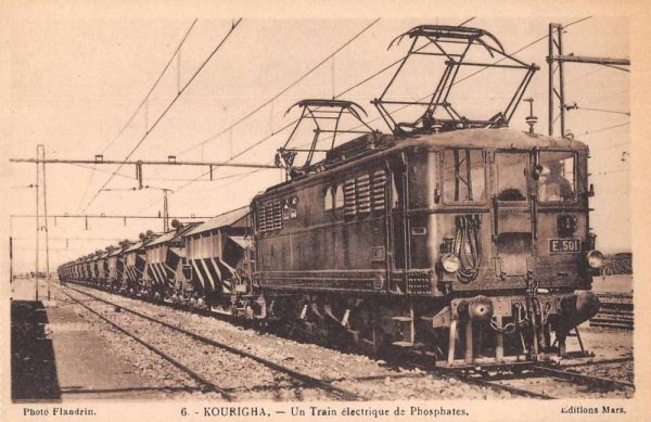 Kourigha Morocco Electric Train Phosphate Mine Vintage Postcard AA1841