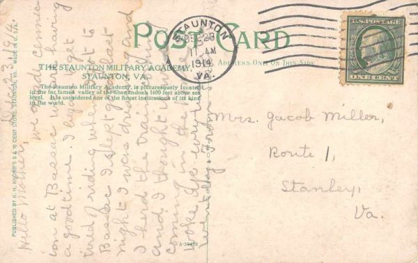 Staunton Virginia Military Academy Entrance Vintage Postcard AA1856 - Image 2