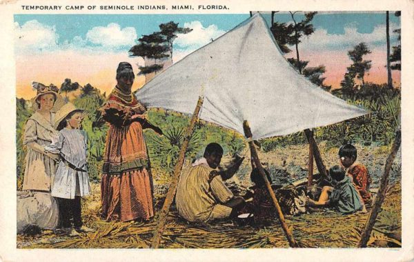 Miami Florida Seminole Indians Temporary Camp Vintage Postcard AA1863