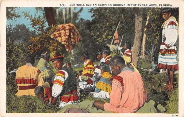 Everglades Florida Seminole Indians Camp Ground Vintage Postcard AA1865