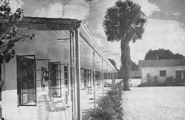 Leesburg Florida view from side Palms Motel vintage pc CC789