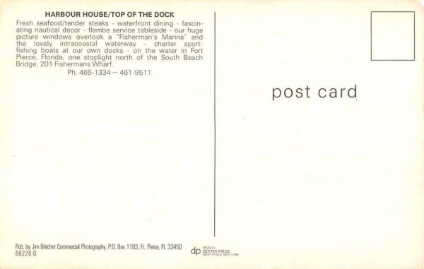 Fort Pierce Florida multi-views Harbour House/Top of the Dock vintage pc CC793 - Image 2