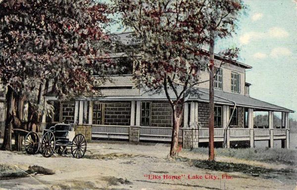 Lake City Florida view of outside Elk's Home vintage pc CC803