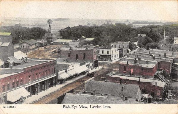 Lawler Iowa Birdseye View Of City Vintage Postcard KK46