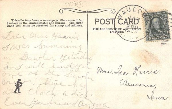 Lawler Iowa Birdseye View Of City Vintage Postcard KK46 - Image 2