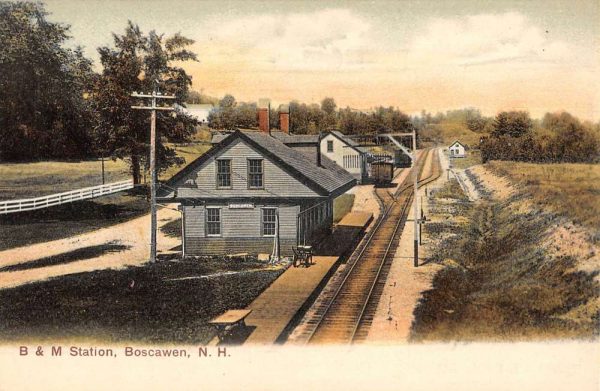 Boscawen New Hampshire Railroad Station Birdseye View Vintage Postcard KK53