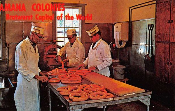 Amana Iowa Meat Shop Bratwurst Making Vintage Postcard KK68