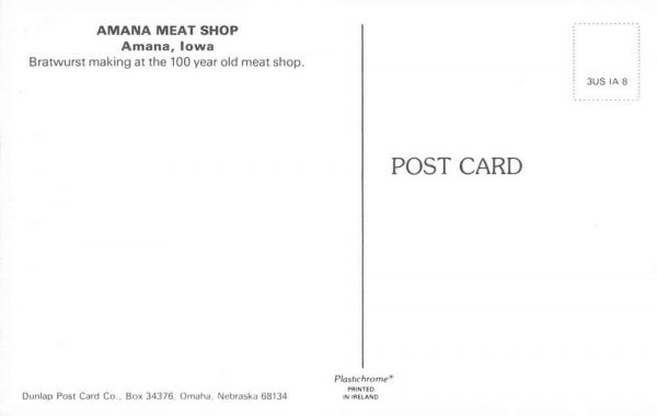 Amana Iowa Meat Shop Bratwurst Making Vintage Postcard KK68 - Image 2