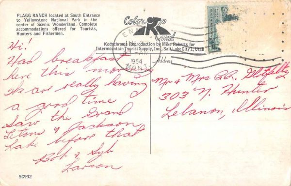 Moran Wyoming Ranch Ranch Yellowstone Vintage Postcard KK70 - Image 2