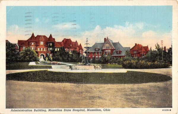 Massillon Ohio State Hospital Admin Building Vintage Postcard KK72