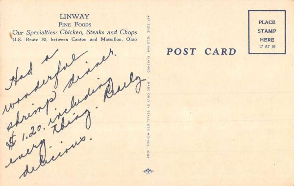 Reedurban Ohio Linway Fine Foods Exterior Vintage Postcard KK84 - Image 2