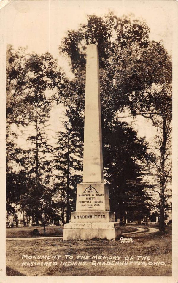 Gnadenhutten Ohio Monument Massacred Indians Real Photo Vintage Postcard KK89