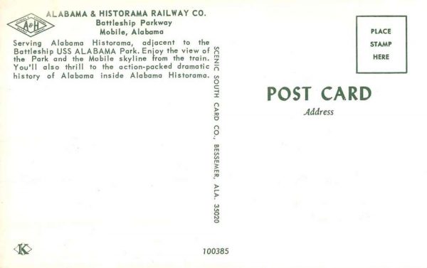 Mobile Alabama Historama Railway Co Battleship Pkwy Vintage Postcard KK144 - Image 2