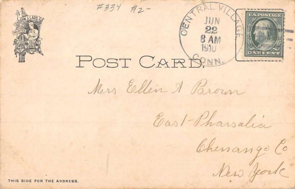 Central Village Connecticut Evergreen Cemetery Cady Monument Postcard KK161 - Image 2