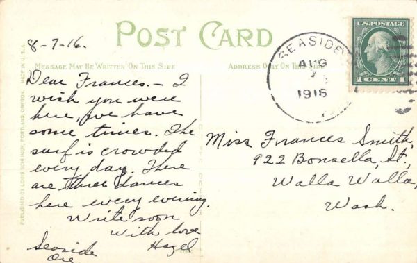 Seaside Oregon Evening Train For Portland Railroad Vintage Postcard KK214 - Image 2
