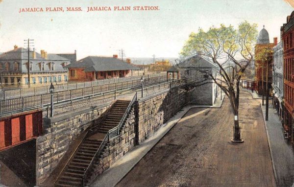 Jamaica Plain Massachusetts Station Railroad Vintage Postcard KK221