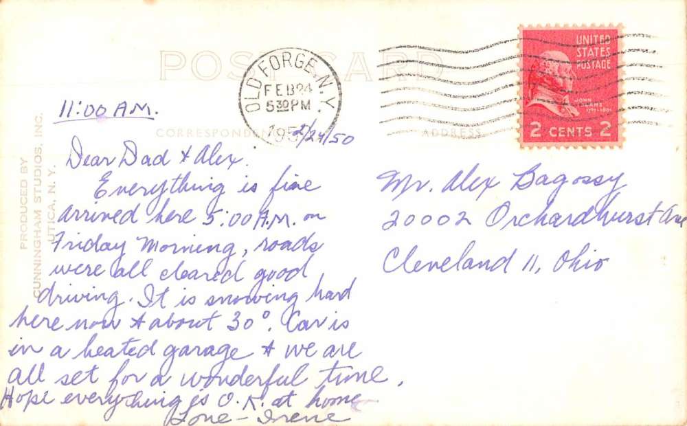 Old Forge New York view of skiers at Crest of Open Slope real photo pc BB1142 - Image 2