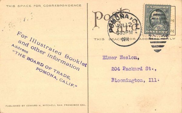 Pomona California view of auto on San Francisco Ave antique pc BB1168 - Image 2