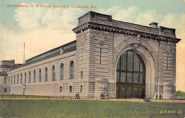 Annapolis Maryland view of gymnasium U.S. Naval Academy antique pc BB1173