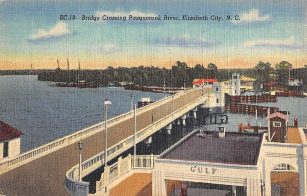 Elizabeth City North Carolina Bridge Crossing Pasquotank Vintage Postcard KK226