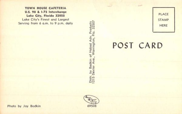 Lake City Florida Town House Cafeteria Interior Vintage Postcard KK236 - Image 2
