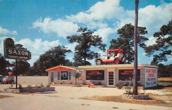 Holly Hill Florida Saxon Termite Control Exterior Vintage Postcard KK252