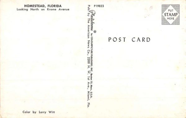 Homestead Florida Looking North On Krome Ave Vintage Postcard KK262 - Image 2