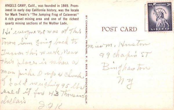 Angels Camp California State Hi Way 49 Scene Vintage Postcard KK269 - Image 2