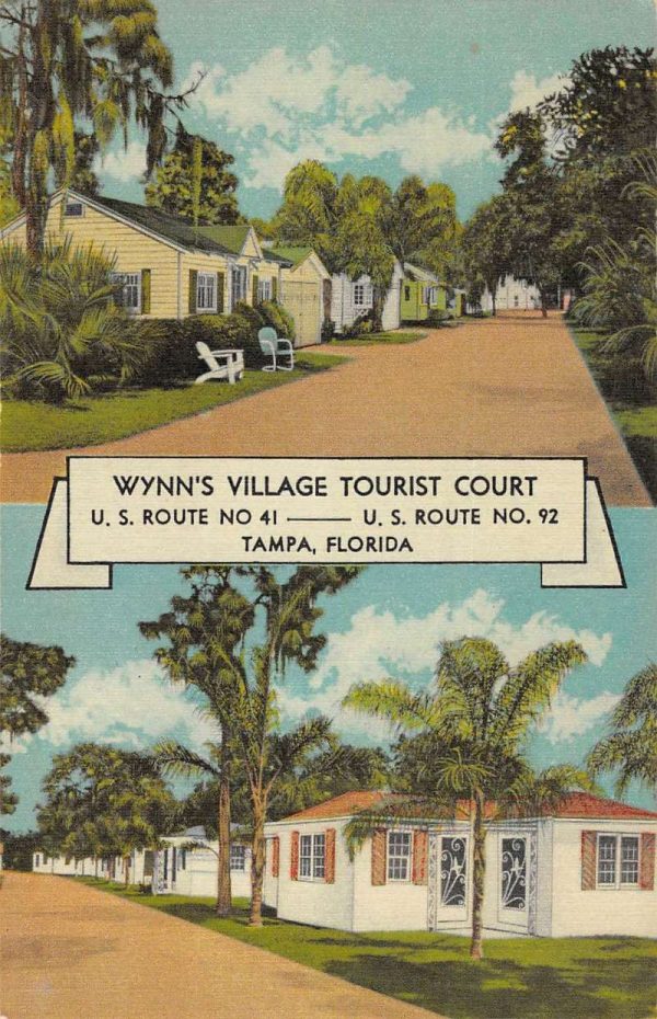 Tampa Florida Wynns Village Tourist Court Multiview Vintage Postcard KK283
