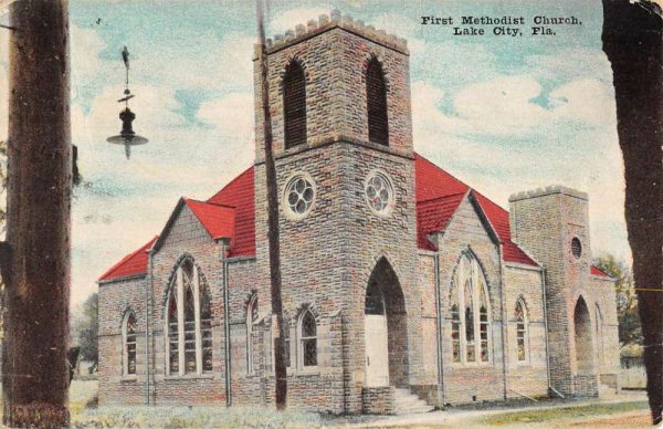 Lake City Florida First Methodist Church Exterior Vintage Postcard KK299