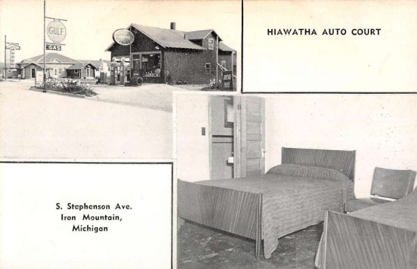 Iron Mountain Michigan Hiawatha Auto Court Multiview Vintage Postcard KK374