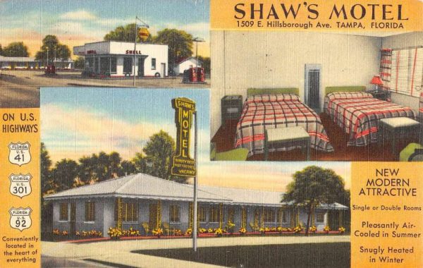 Tampa Florida Shaws Motel Multiview Vintage Postcard KK378