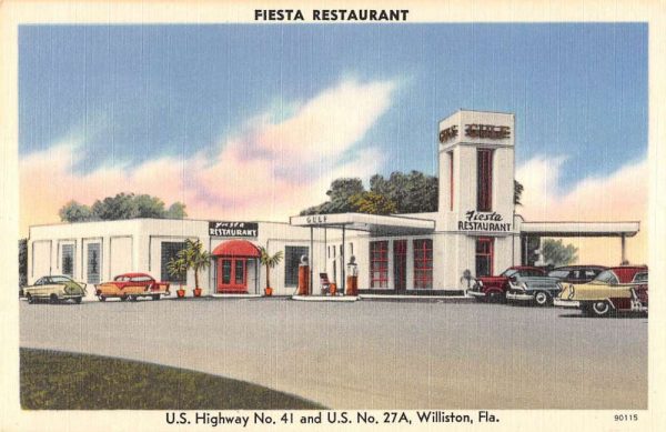 Williston Florida birds eye view Fiesta Restaurant linen antique pc BB1209