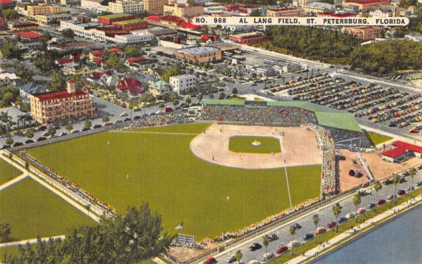 St Petersburg Florida aerial view over Al Lang Field vintage pc BB1255