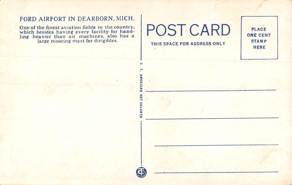 Detroit Michigan multi-views Ford Airport & Mooring Mast antique pc BB1277 - Image 2