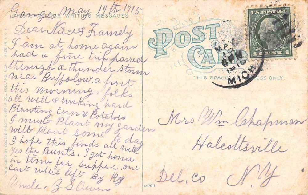 Macatawa Michigan birds eye view Interlake Walk houses antique pc BB1662 - Image 2