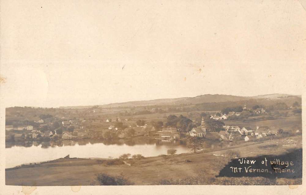 Mt. Vernon Maine panoramic birds eye view of village real photo pc