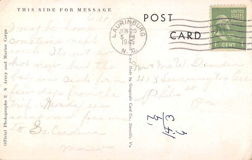 Maxton North Carolina Greetings From LaurinburgMaxton Army Air Base pc