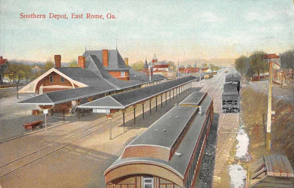 East Rome Southern Depot Birds Eye View Vintage Postcard AA4159 Mary L. Martin Ltd