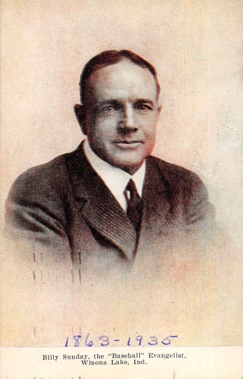 Winona Lake Indiana Billy Sunday "Baseball" Evangelist antique pc