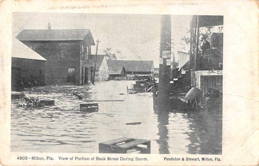 Milton Florida Back Street During Storm Flood Disaster Vintage Postcard AA4745