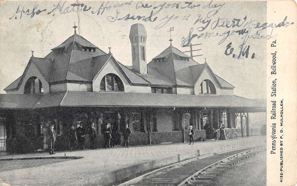 Bellwood Pennsylvania Railroad Station Exterior Antique Postcard KK938