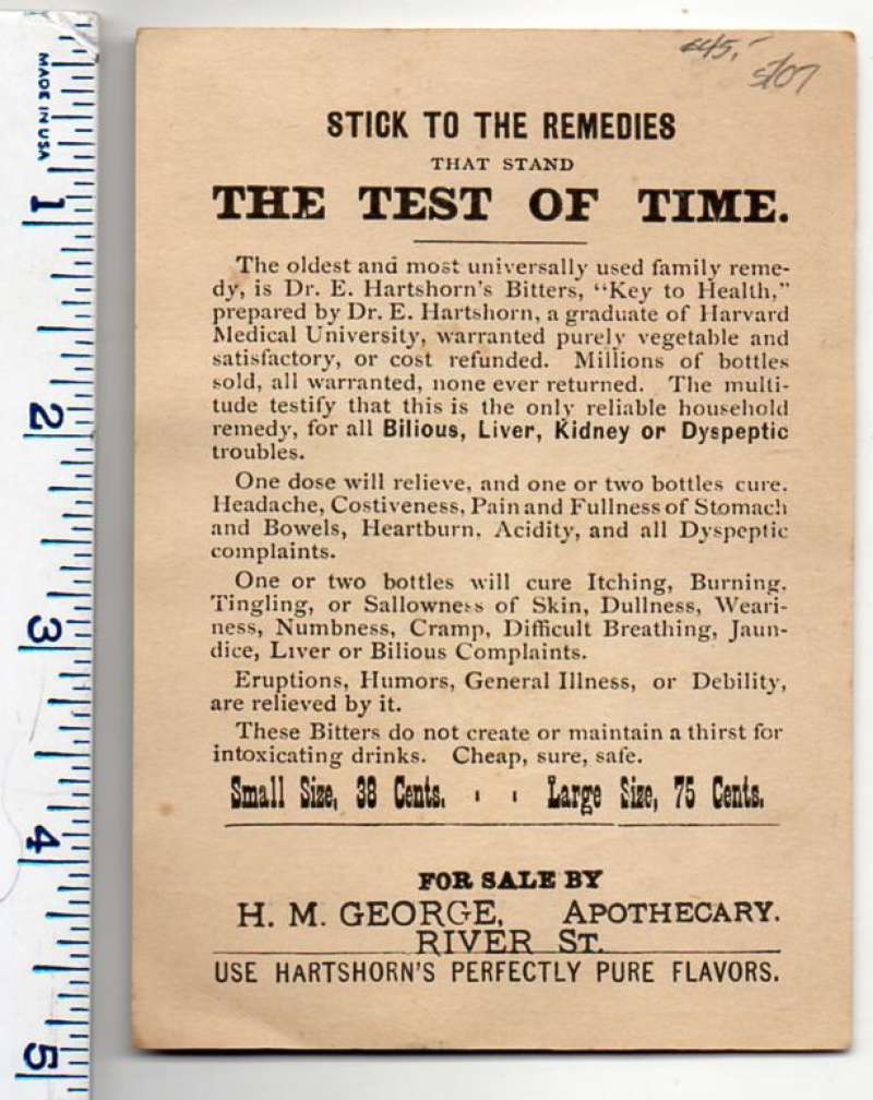 Dr.Hartshorns Jaundice Bitters Cupid Cherub with Key Trade Card AA6111