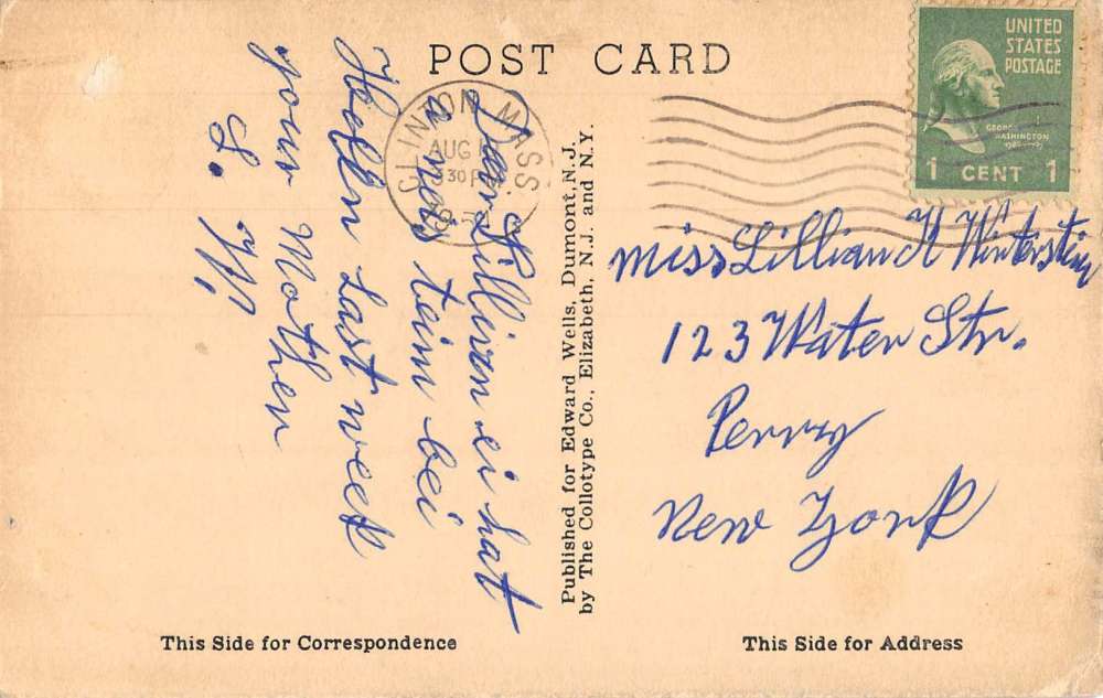Hazardville Connecticut residential section Main Street antique pc BB2944 - Image 2