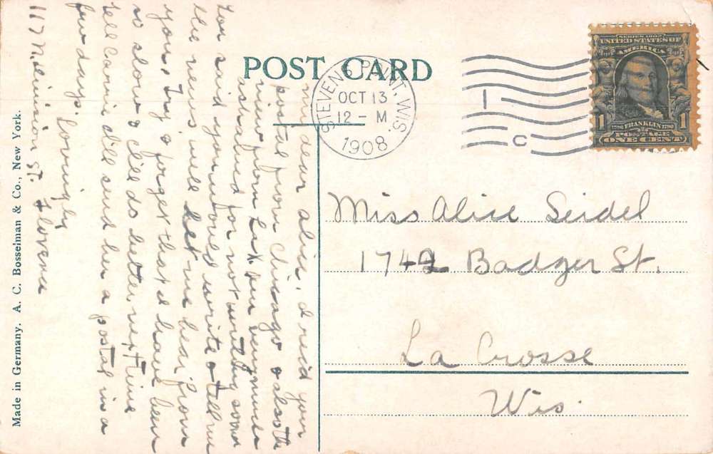 Stevens Point Wisconsin Main Street Looking West Vintage Postcard AA6800 - Image 2