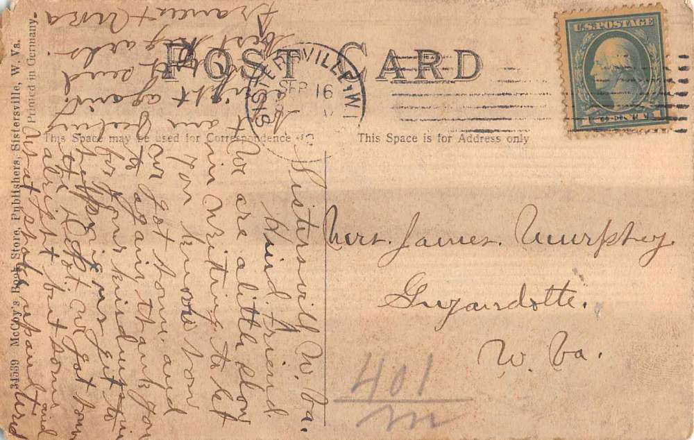 Aerial Wells Street Sisterville West Virginia Vintage Postcard RR76 - Image 2