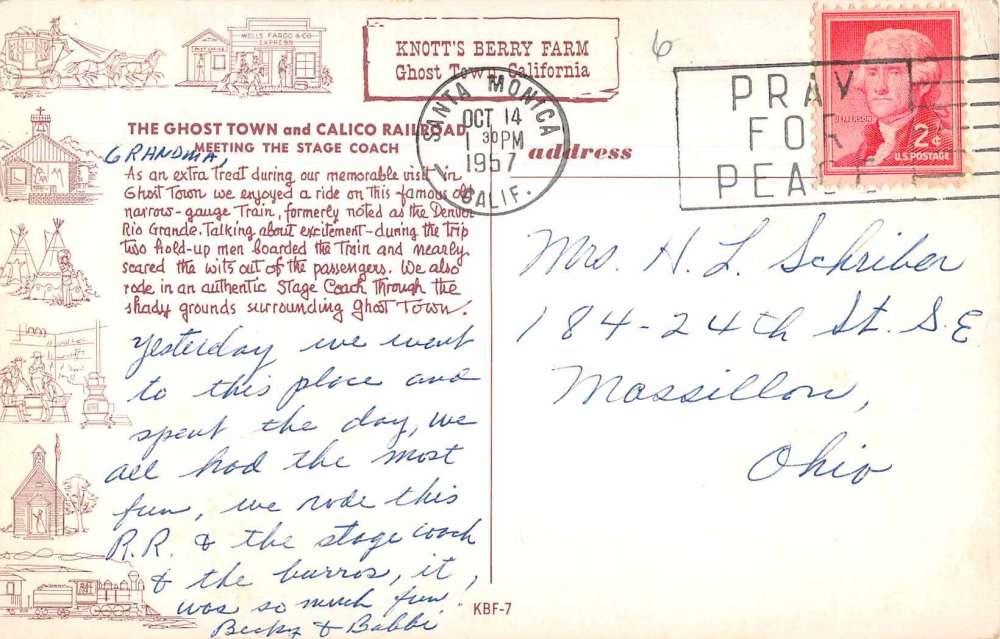 Buena Park California Knotts Berry Farm Ghost Town Train Postcard AA7025 - Image 2