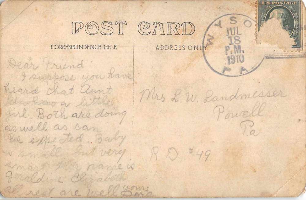 Wysox Hummerfield Town View Photo Pennsylvania Vintage Postcard RR374 - Image 2